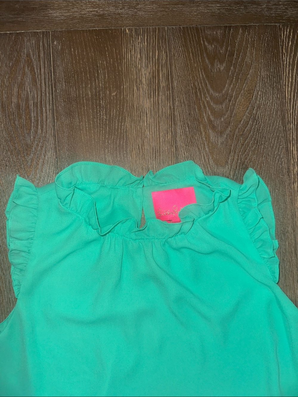 Lilly Pulitzer Teal Ruffle Neck Shift Dress XXS Preppy Resort Mini Dress - Picture 8 of 10